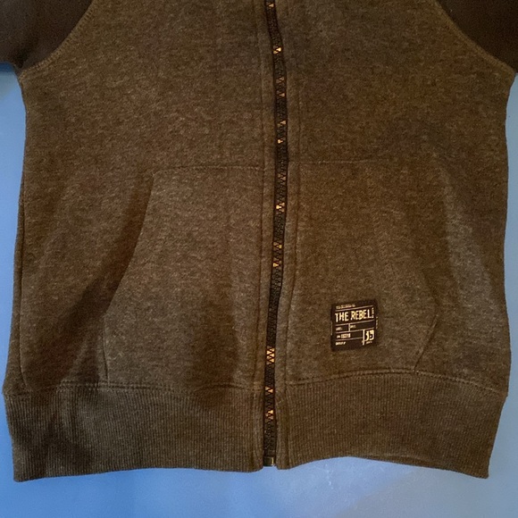 Joe’s Jeans Boys ColorBlock Raglan Hoodie, Black & Grey, Zip Front, Size L/6 NWT - Picture 3 of 11